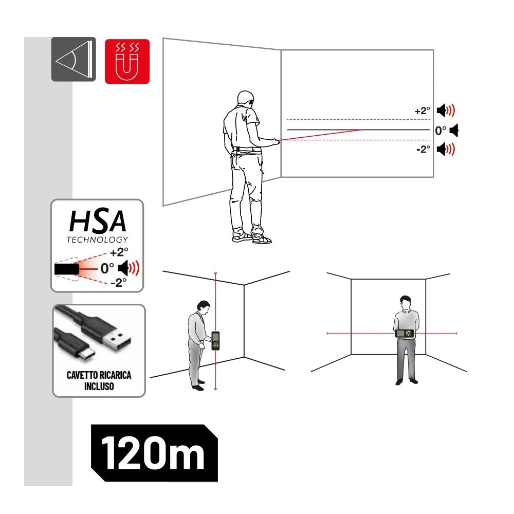 Distanziometro metro laser Metrica Flash DOUBLE 60+60 ALU